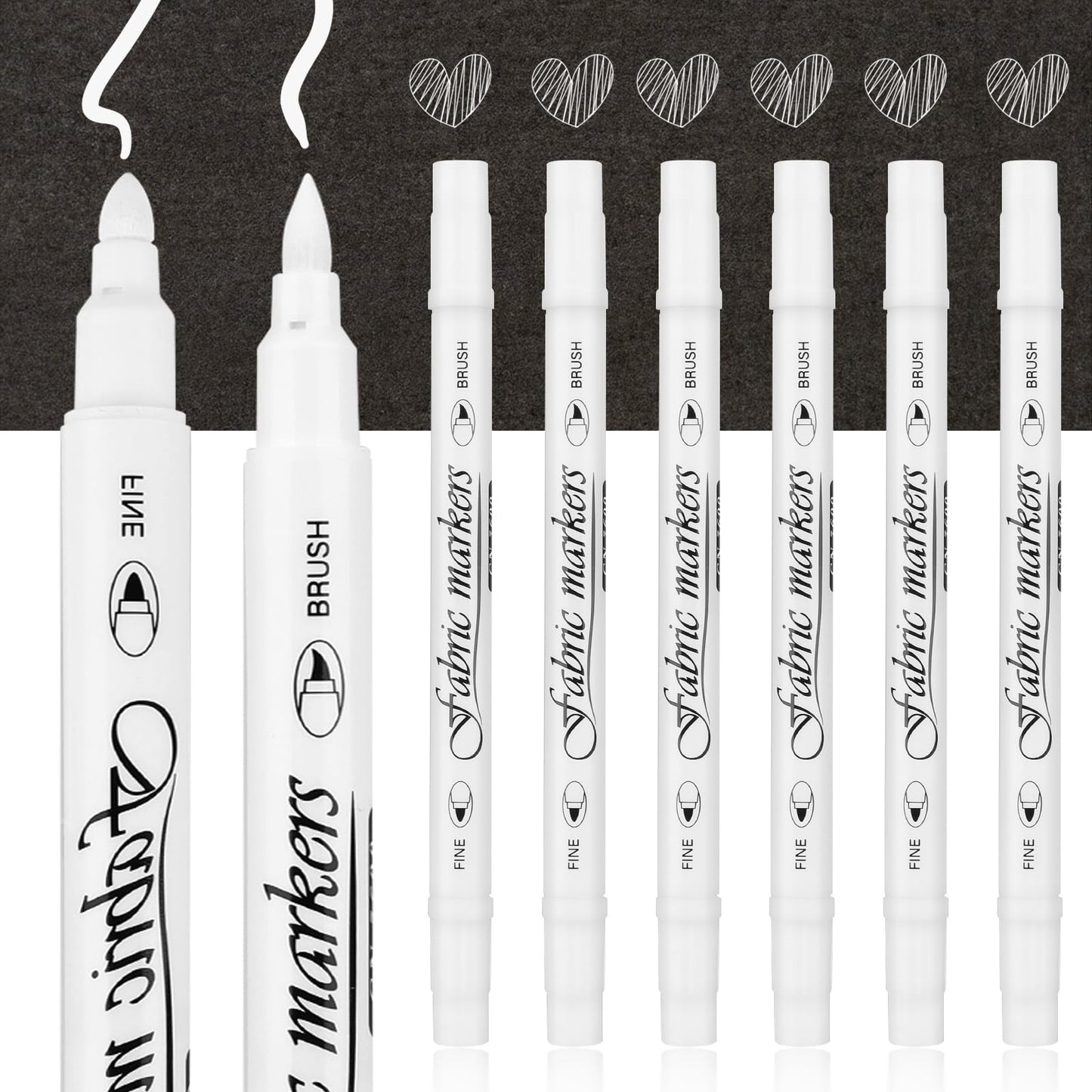 Jeffdad 6 Pcs White Marker Paint Pens, Permanent Marker White Paint Pens for Wood, 1-3mm Acrylic Water-Based White Markers for Wood Rock Plastic Leather Glass Stone Metal Canvas Ceramic (White)