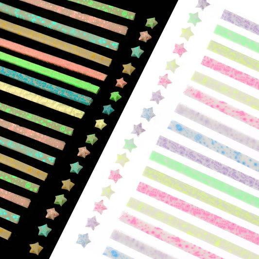 Jeffdad 420 Sheets Star Origami Paper, 10 Assortment Color Star Paper Double Sided Origami Stars Paper Lucky Star Decoration Paper Strips DIY Hand Art Crafts (420)
