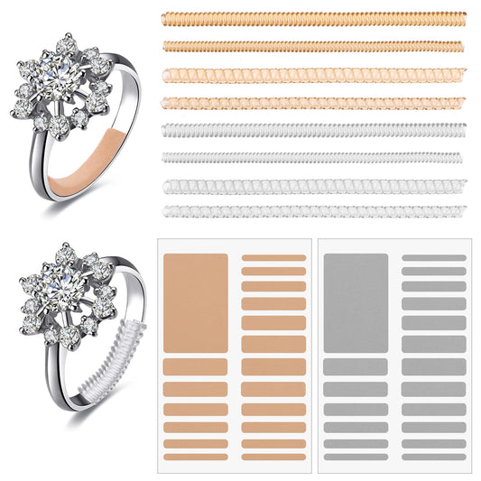 Amabro Ring Size Adjuster, Invisible Spiral Ring Resizer for Loose Rings Ring Guard Ring Spacer Fitter Fit Wide Ring Jewelry Tightener for Women Men Rings Gold Silver