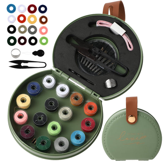 Amaxiu Sewing Kits, Luxury Portable Travel Sewing Repair Set with Foldable Leather Organizer Case, Beginner Friendly Home DIY Hand Sewing Supplies with Thread Scissor Needle Button Pins(Green)