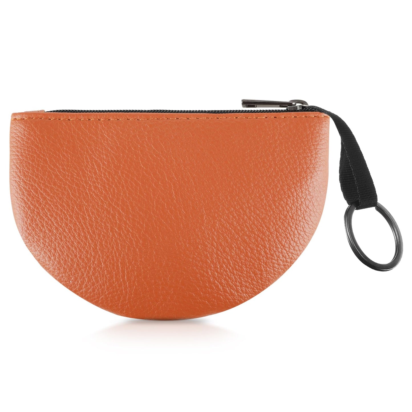 Amabro Women Semicircle Coin Purse Pouch PU Coin Purse Coin Bag Storage Bag with Zipper for Shopping, Travel, Birthday Gift(Brown)