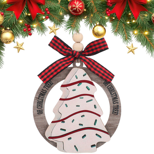 LXUEJIE Bow Christmas Tree Ornaments, 3.15 Inch Wooden Bead Hanging Ornament Cute Christmas Sign Pendant for Xmas Tree Decorations