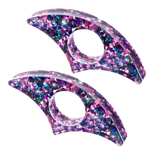 JIEYAO Rhinestones Book Page Holder, Glitter Crystal Thumb Book Holder, Sector Resin Book Opener Handmade Thumb Bookmarks Reading Accessories for Birthday Party Wedding Gifts(Purple Green)