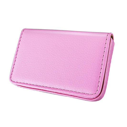 Giantree Credit Card Holder for Women, PU Leather Lychee Pattern Coin Purse Business Name Card Case with Magnetic Shut Business Organizer Bag for Men & Women Bank Card Case(Pink)