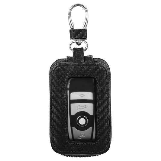 HJZHII Leather Key Fob Covers for Car Keys, Universal Vehicle Smart Key Case Car Remote Key Fob Holder Key Bag for Men Women, Black, Large