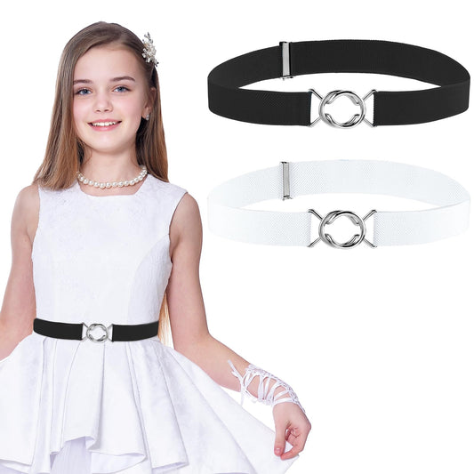 Amaxiu Stretch Belts 2Pcs(Black+White)