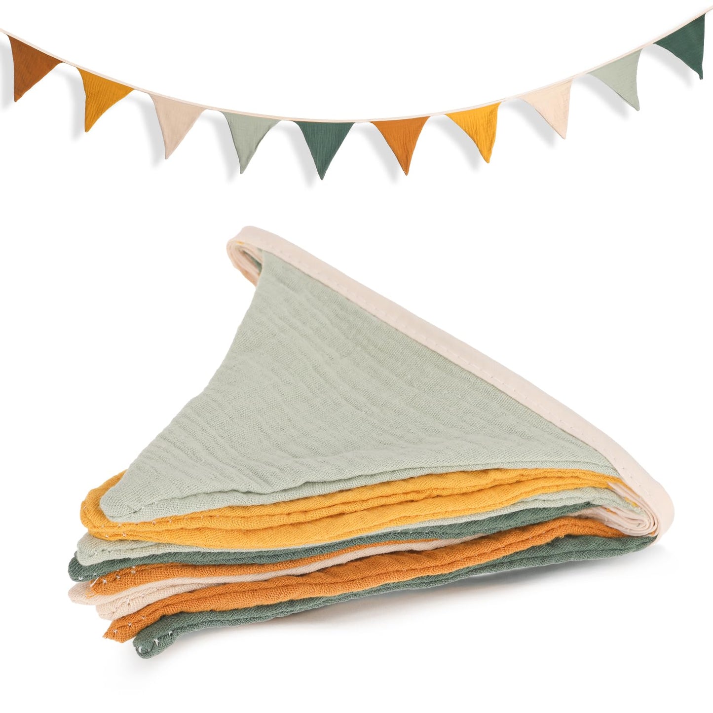 cobee Bunting Children's Room, 286cm Baby Room Decoration Bunting Fabric Muslin Cotton Fabric Bunting Garland Birthday Colourful Banner Party Wall Decoration Gift (Style 1)