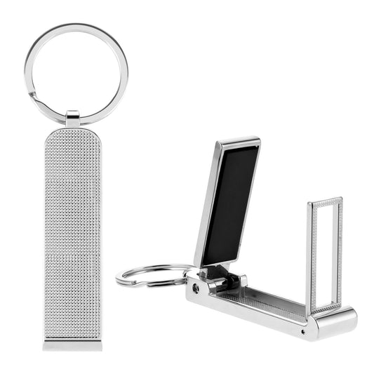 Amaxiu Instant Bag Purse Hook, 2 in 1 Desk Purse Holder Mobile Phone Stand Sliver Purse Hook Hanger Handbag Table Hook Keychain Hanger for Women Men