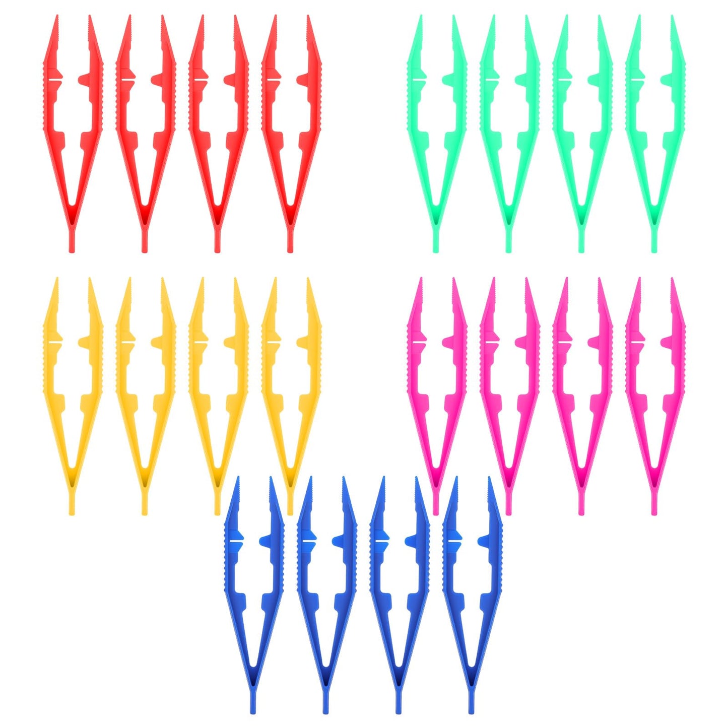 MBAIYO Pack of 20 Ironing Beads Tweezers, Multicoloured Tweezers, Lightweight Plastic Tool, 10 cm, Multifunctional Bead Tweezers for Crafts, Beads, Electronics, Families, Handwers, DIY Puzzle