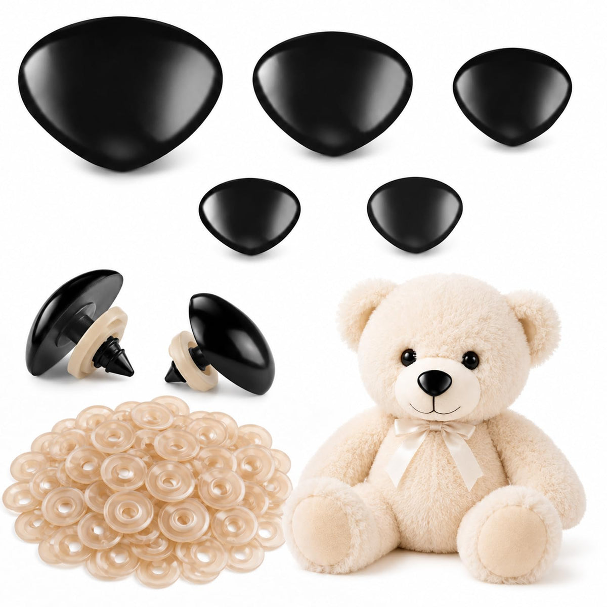 SULIKJHUI 50 Sets Black Safety Noses for Crochet Animals