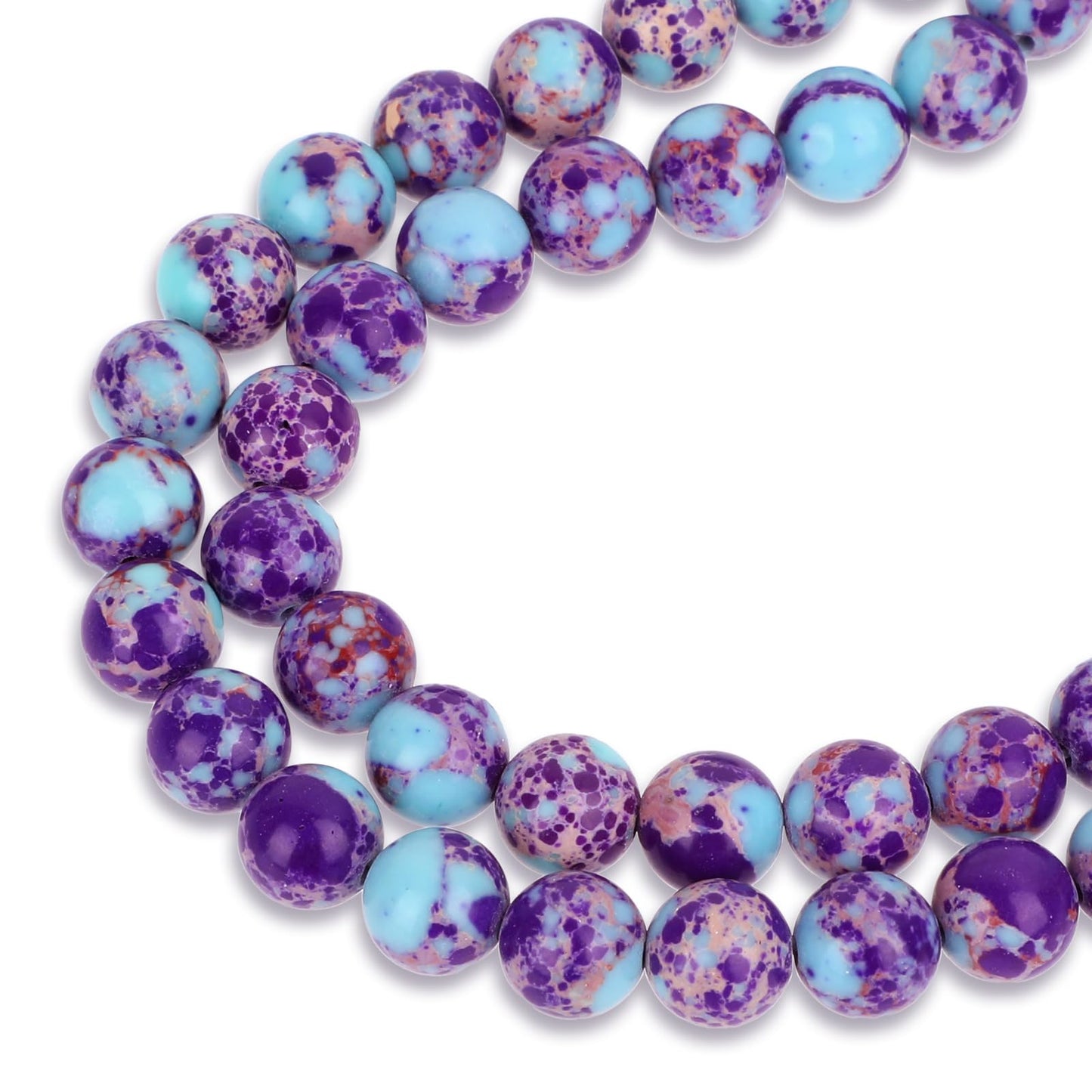 Bewudy 47 Pcs Natural Beads for Jewelry Making, 8mm Blue Purple Imperial Jasper Stone Beads, Natural Stone Beads for Bracelet Necklace Jewelry DIY Making