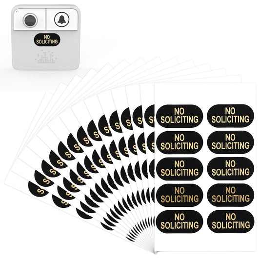 cobee 20Pcs Small No Soliciting Stickers, No Soliciting Signs for House Self-Adhesive Waterproof No-Soliciting Signs for Ring Doorbell Wall Window Video Office Sun Protection Cold Heat Resistant