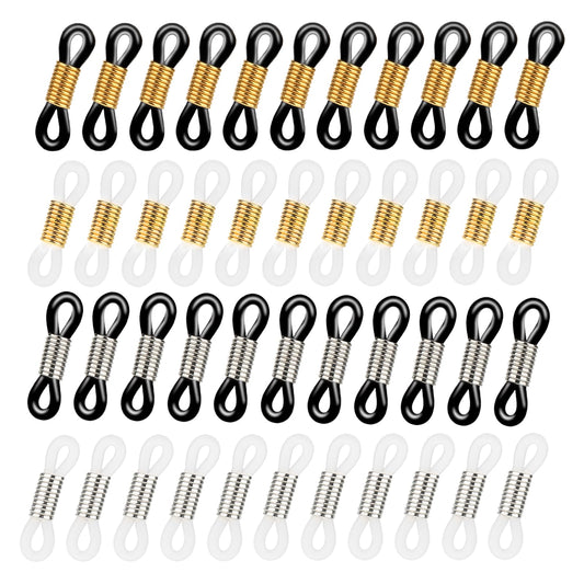 Giantree 40 Pack Eyeglass Chain Connector, Adjustable Anti-Slip Silicone Eyeglass Strap Holder Chains End Loop for Women Men Eyeglasses Sunglasses Necklace Chain Strap(Long Spring)