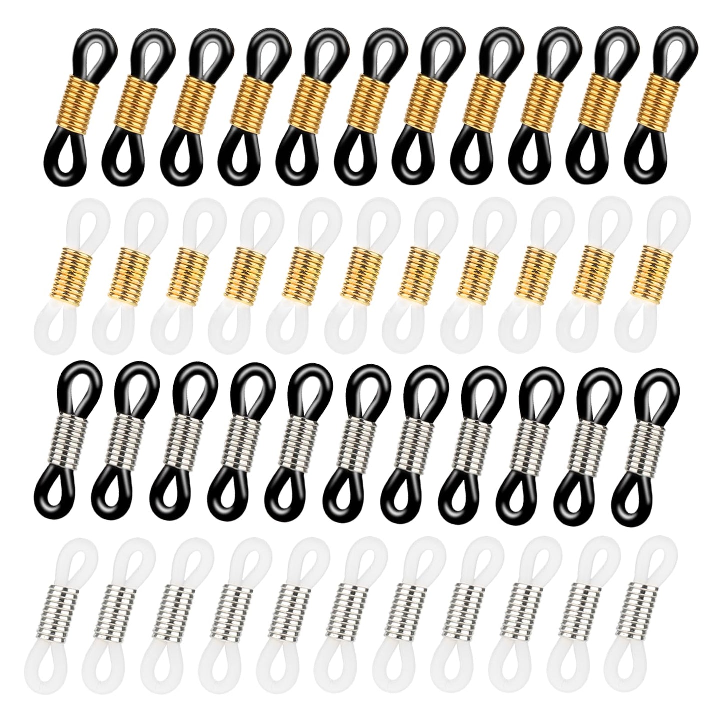 Giantree 40 Pack Eyeglass Chain Connector, Adjustable Anti-Slip Silicone Eyeglass Strap Holder Chains End Loop for Women Men Eyeglasses Sunglasses Necklace Chain Strap(Long Spring)