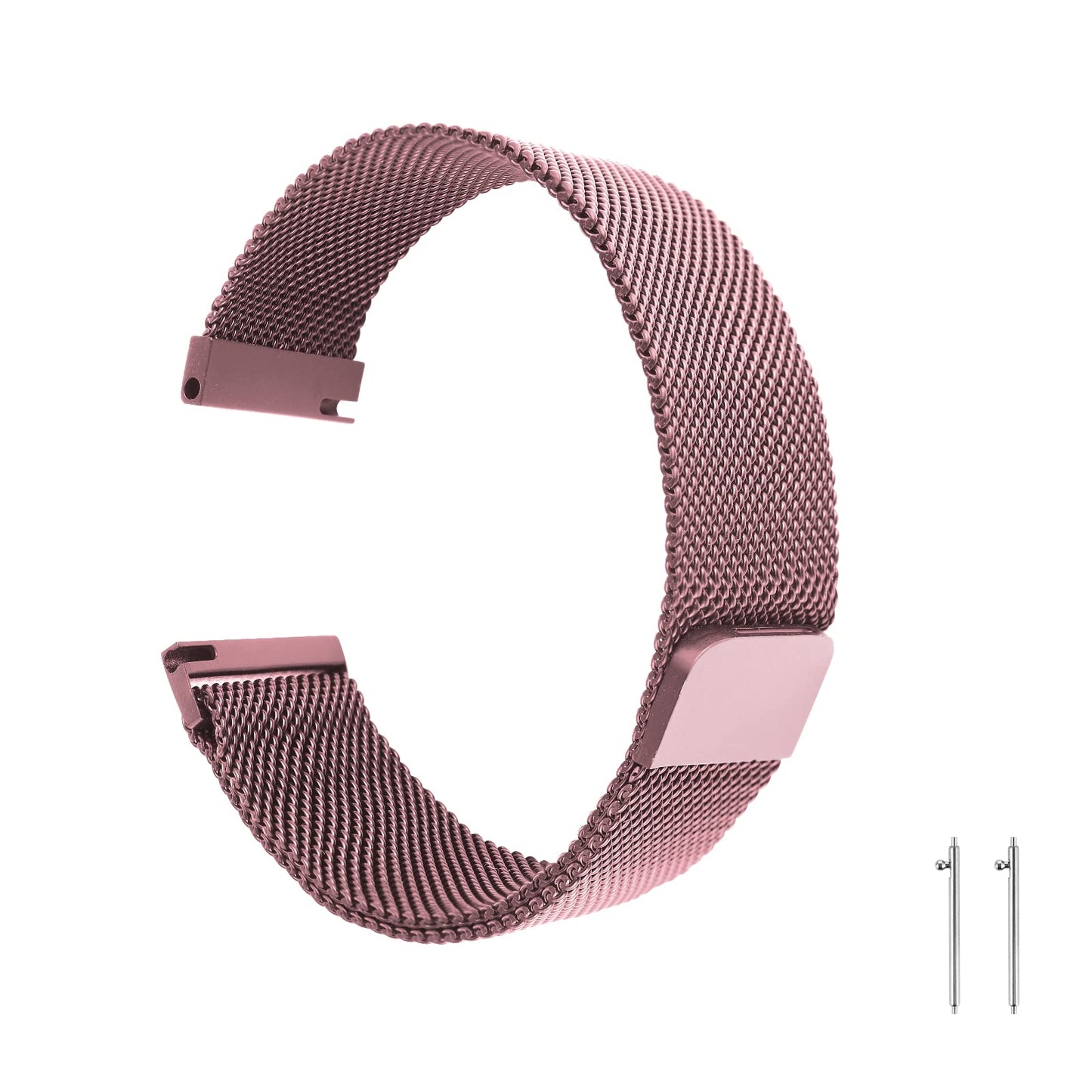 cobee Mesh Woven Quick Release Watch Strap, Metal Magnetic Watch Band, Adjustable Stainless Steel Replacement Straps with Magnetic Clasp, Smart Watch Wristbands for Men Women(22mm Ear Pin Rose Pink)