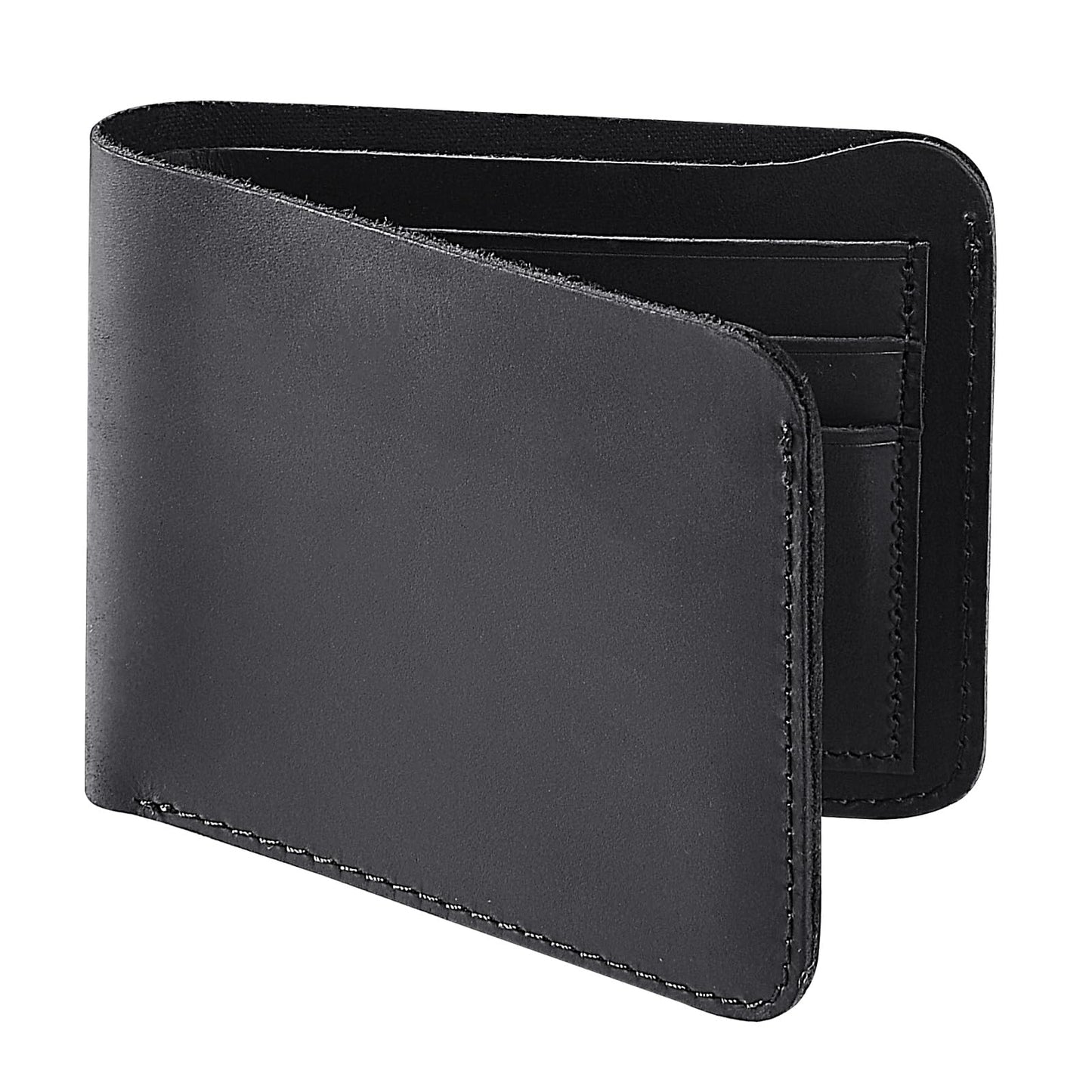 simarro Genuine Leather Bifold Men's Wallet, Retro Minimalist Men's Wallet Portable Short Slim Wallet with 2 Banknote Compartments, 6 Card Holders(Black)