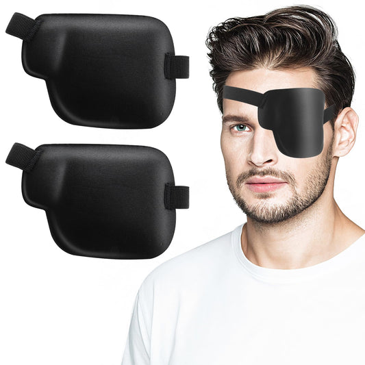 Bewudy 2 Pcs Eye Patches for Adults and Kids, 3D Eye Patch Black Adjustable Eyepatch for Lazy Eye Amblyopia Strabismus and After Surgery(Left Eye)