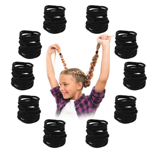 cobee 300pcs Elastic Hair Ties Bulk, Small Mini Girls Hair Bands No Damage Ponytail Holders Hair Scrunchies Hair Accessories for Women Curly Thick Thin Hair(Black)