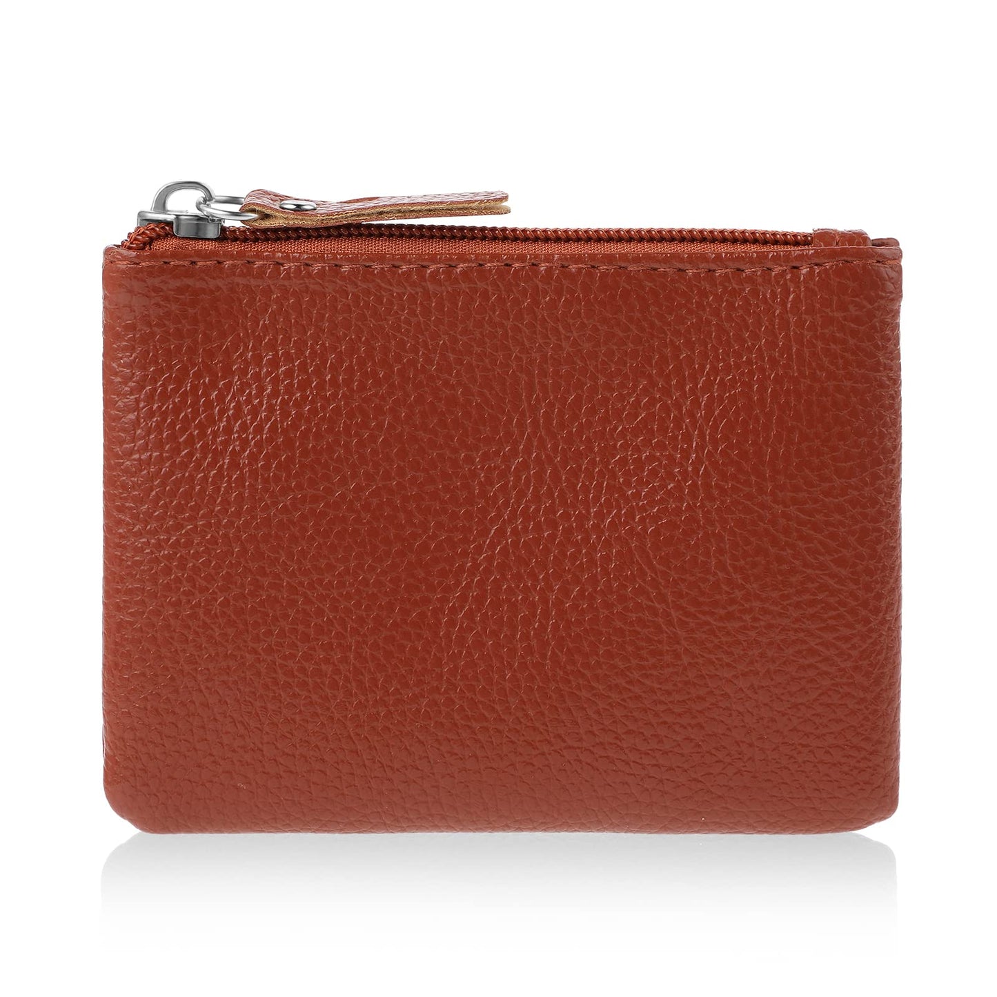 Cobee Mini Coin Purse, PU Leather Change Purse Small Coin Bag with Zipper Women Coin Pocket Change Wallet Portable Money Purse for Credit Card ID Key Headset Lipstick (Light Brown)