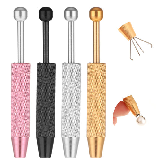 Giantree 4-Piece Set of Perforated Ball Grabbing Tools, Mini Grabbing Pen, Perforation Auxiliary Pen, Stainless Steel Jewelry Picking Tool, Gem Tweezers for Jewelry Craft Small Parts Picking
