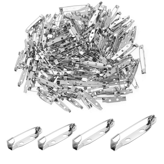 JJUNW 200 Pack Bar Pins Backs Safety Clasp, Silver Safety Pins Locking Pins Brooch Clasp for Badges DIY Craft Sewing Jewelry Making Wedding Name Tags (2cm,2.5cm,3cm,3.5cm 50pcs each)