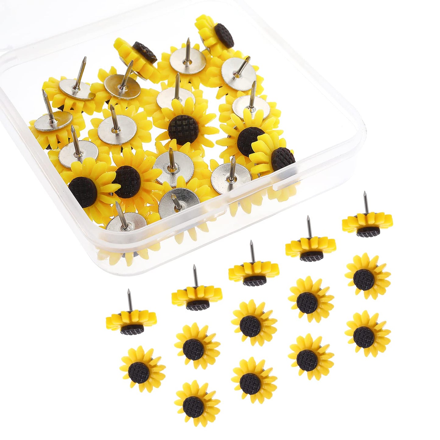 cobee Sunflower Push Pins, 20 Pieces Thumbtacks Decorative Push Pins Thumb Tacks Marking Pins For Cork Boards Map Photos Wall Drawing PaperBulletin