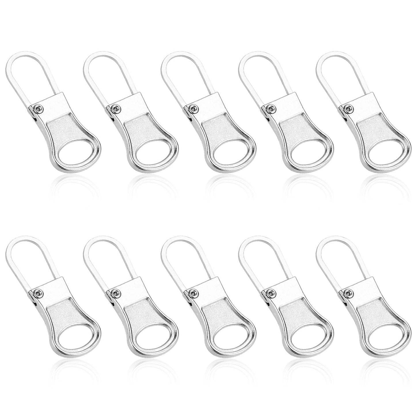 Giantree 10pcs Detachable Zipper Puller Replacement, Universal Removable Zipper Pull Tabs Repair Metal Zipper Pull Cord Extender for Jackets Jeans Wallets Handbags Backpacks Luggage(Silver)