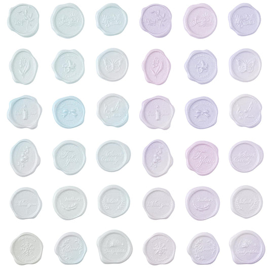 Amaxiu 36 Pcs Wax Seal Stickers, Colorful Wedding Party Invitation Envelope Seal Stickers Postage Stamps Seals Sticker for Birthday Shower Presents Craft Scrapbook Gift(Purple + Blue)