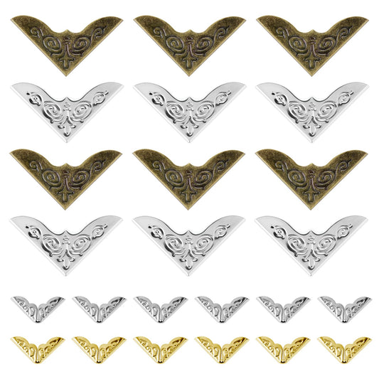 cobee Book Corner Protector, 48 Pieces Vintage Metal Protectors in 4 Styles, Iron Angle Protectors, Decorative Cover Pads for Book, Scrapbooking Albums, Jewelry Box, Multicolor