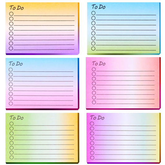 Amaxiu Gradient to do List Sticky Notes, 6 Pack Lined Self Stick Note Pads Daily List Planner Memo Pad Planning Notepad for Home Office School Supplies 300 Sheets