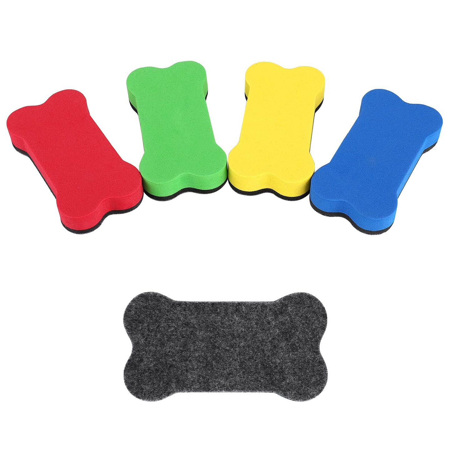 cobee Huge Magnetic Whiteboard Eraser, 4 Pcs Bone-Shaped Dry Erase Erasers White Board Erasers Colorful Dry Wipe Eraser Chalkboard Cleaner for Classroom Office Home Student Teacher