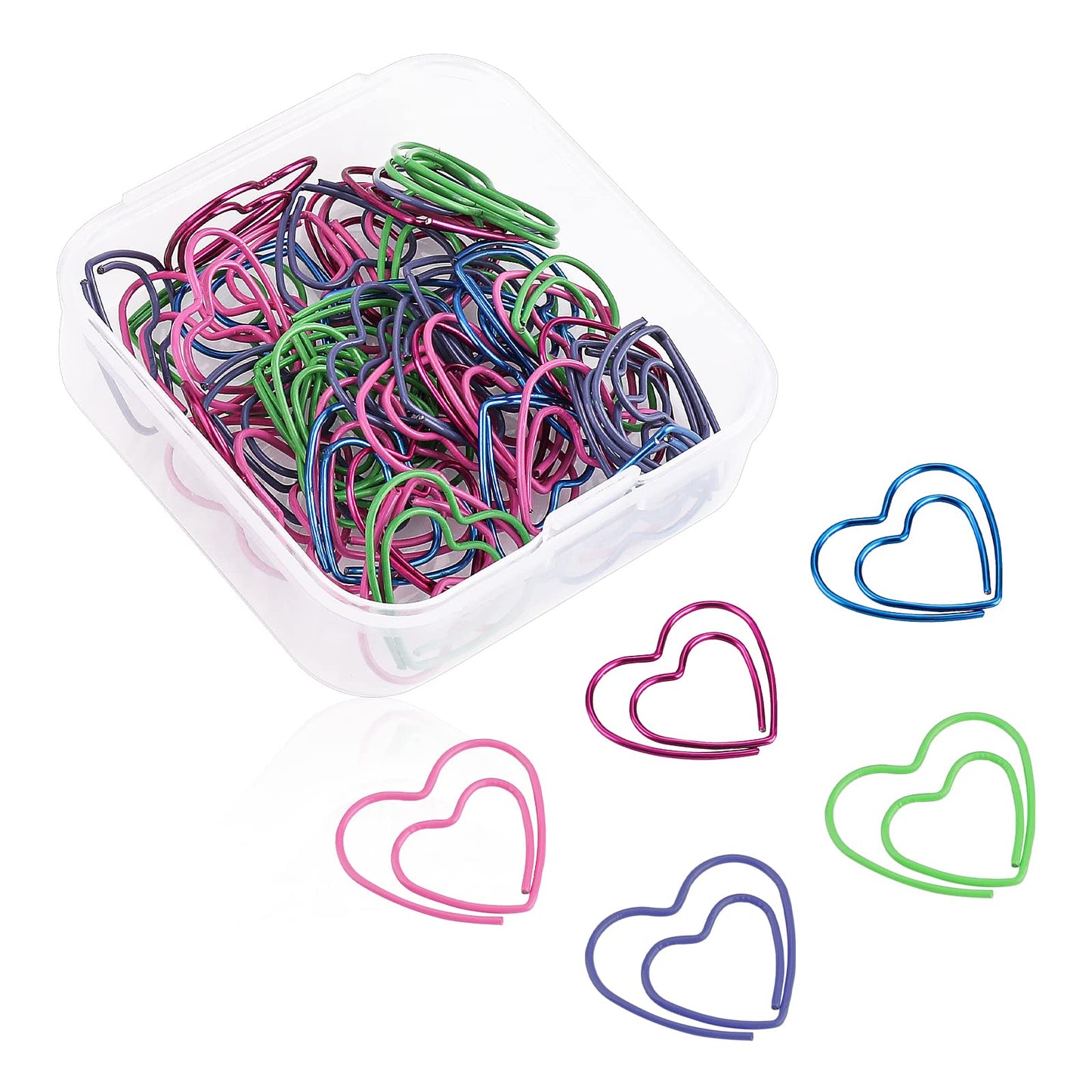 TIESOME 50Pcs Multicolor Heart Shape Paper Clips, Metal Heart Shape Paper Clips Novelty Shapes Paper Memo Clips Bookmark for Home Office School