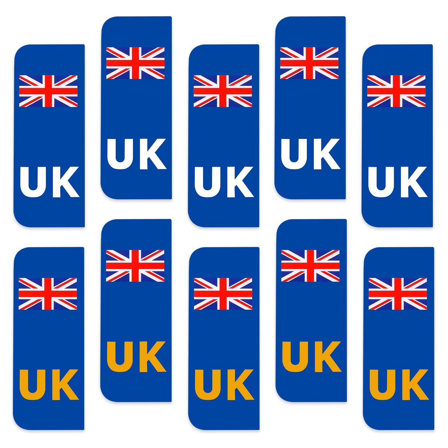 cobee UK Car Stickers, 10 Pcs European Road Legal UK Car Number Plate Vinyl Stickers for Replace GB Stickers After Brexit, UK Vinyl Car Stickers United Kingdom Symbol Car Stickers(5 Yellow+5 White)