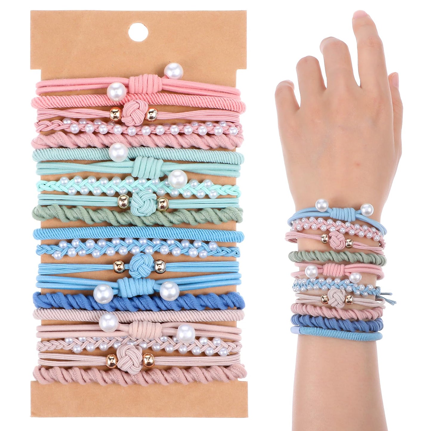 Yuanchu 20 Pcs Boho Hair Bracelets for Women, Boho Hair Ties Bracelets Hair Ties for Thick or Thin Hair Elastic Hair Ties No Damage Hair Accessories for Women Girls