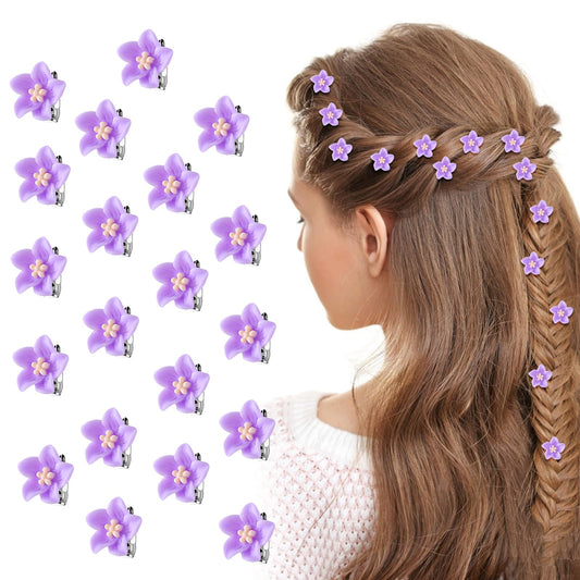 Andibro Small Hair Claw Clips, 20 Pcs Lily Mini Hair Clamps, Cute Tiny Hairclip Non-Slip Small Plastic Jaw Clips for Women Girls Teens Gifts Hair Accessories(Purple)