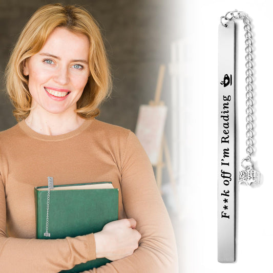 AOZUO Funny Bookmark Gift, Metal Bookmark Dark Romance Bookmark with Scale Ruler Reader Bookmark with Tassels Pendant Exquisite Gift Box for Book Lovers (Silver)
