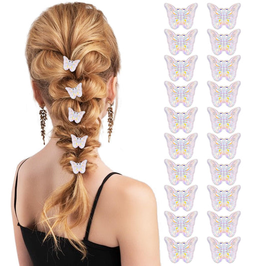 Andibro 20Pcs Glitter Butterfly Hair Clips, Clear Colorful Butterfly Hairpins 2000s Tiny Claw Clips Sparkly Colorful Hair Accessories Lovely Headwear Styling Tools for Women
