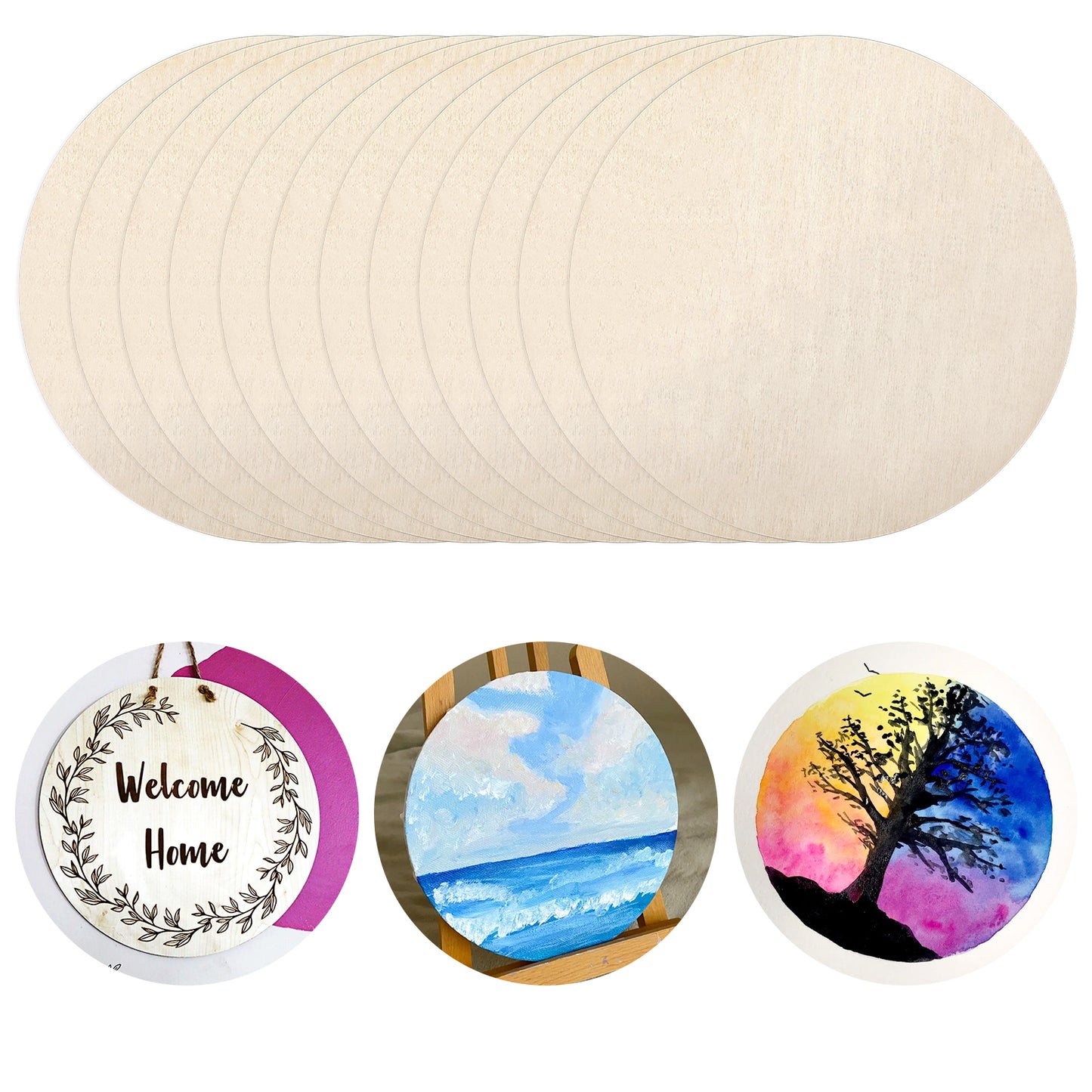 Giantree 12 Pack Wood Rounds for Crafts, 6 Inch Wood Rounds, Unfinished Wood Circles for Crafts, Round Wooden Discs for Crafts Painting, and Christmas Halloween Decoration (12)