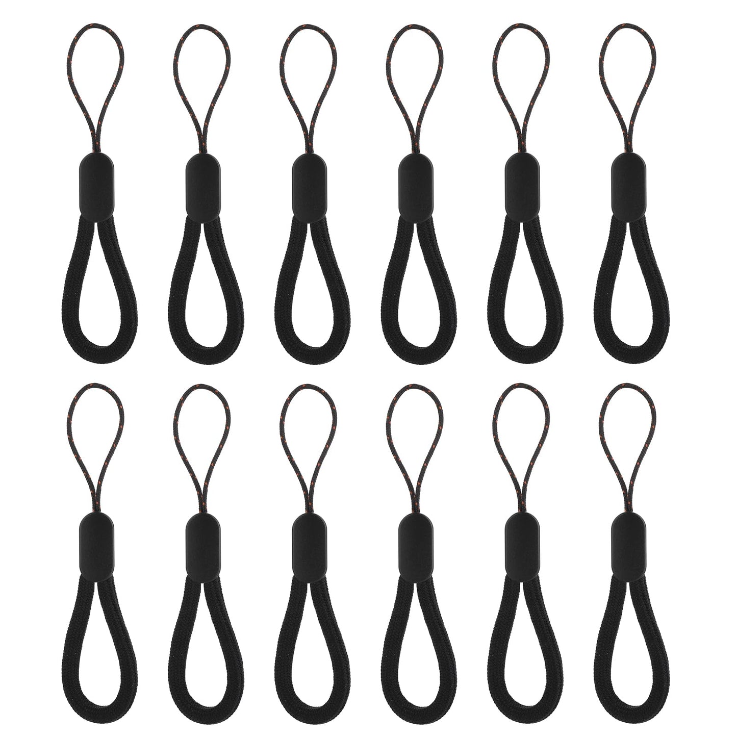 Amabro Adjustable Lanyard Finger Strap Wrist Lanyard Ring Lanyard Short Rope for Cell Phones, Phone Cases, Keys, Cameras, Etc(12PCS BLack)