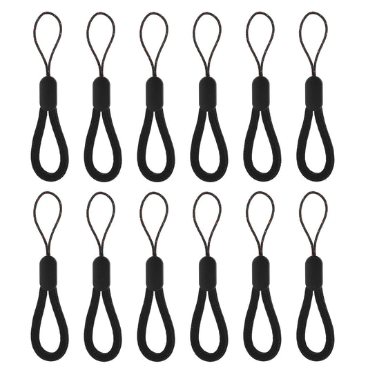 Amabro Adjustable Lanyard Finger Strap Wrist Lanyard Ring Lanyard Short Rope for Cell Phones, Phone Cases, Keys, Cameras, Etc(12PCS BLack)
