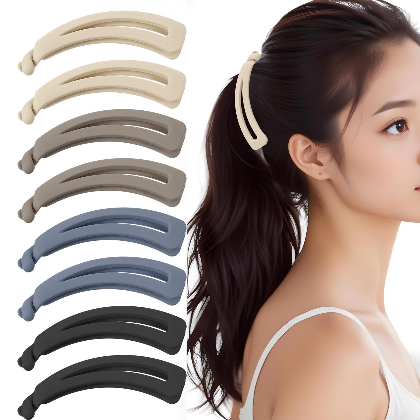 AOZUO 8 Pcs Large Banana Clips Banana Clips 12.5cm Hair Clips for Women Colorful Thick Hair Thin Non-Slip Clips for Girls