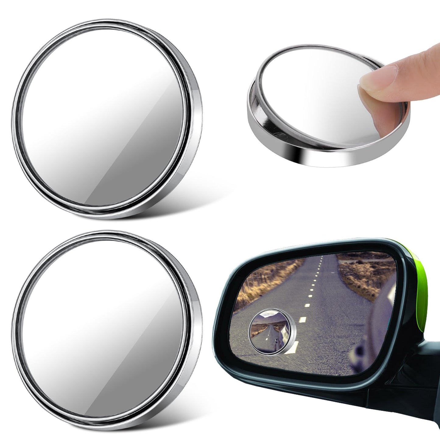 Giantree Car Blind Spot Mirror, 2pcs 360° Rotate Adjustable HD Convex Glass Mirror Automotive Exterior Mirrors Mirror for Blind Side Seamlessly Contours to Rear View Side Mirrors Peel & Stick