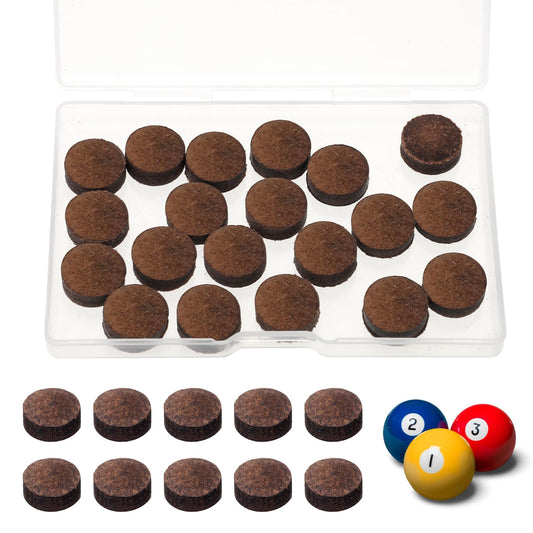 JJUNW 20Pcs Billiard Pool Cue Tips, Pool Cue Tips Replacement Kit Pool Stick Tips with Storage Box for Pool Cues and Snooker