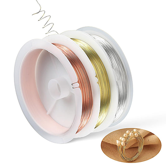 Jeffdad 3 Rolls of Craft Wire for Jewelry, 0.3 mm 50 m/164FT Metal Bead Stringing Wire, 30 Gauge Wire for Jewelry Making, Florists Wire Floral Wire for Flower