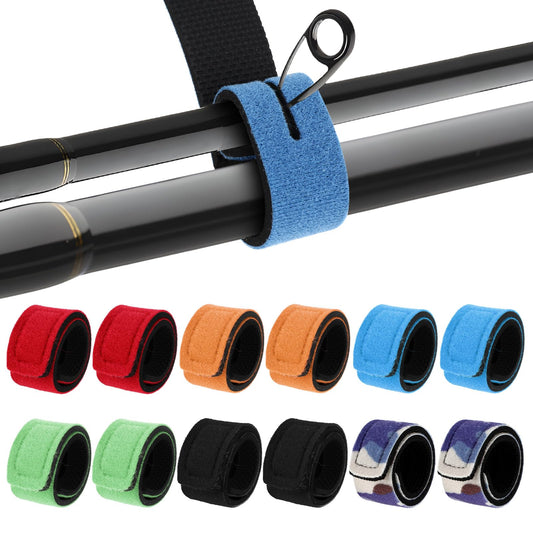 Jeffdad 12 Pcs Fishing Rod Straps, Fishing Rod Ties, Fishing Belt Fishing Rod Holder Strap, Elastic Fishing Tackle Ties Casting Rod Bands