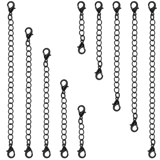 AOZUO Pack of 10 Chain Extensions Chain Clasp 5 Sizes Ankle Strap Extension Chain Extension Chain Extension Kit for Necklace Extension Set, Leather