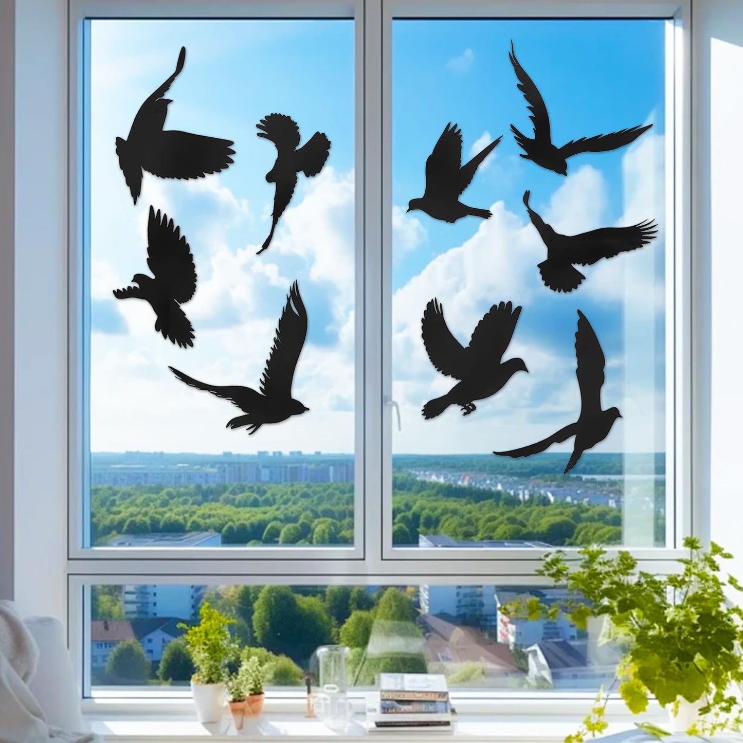 Giantree 37 Pcs Large Bird Stickers Anti-Collision Window Clings for Glass Window, Bird Window Decals to Prevent People and Bird Strikes Stop Birds from Hitting Windows