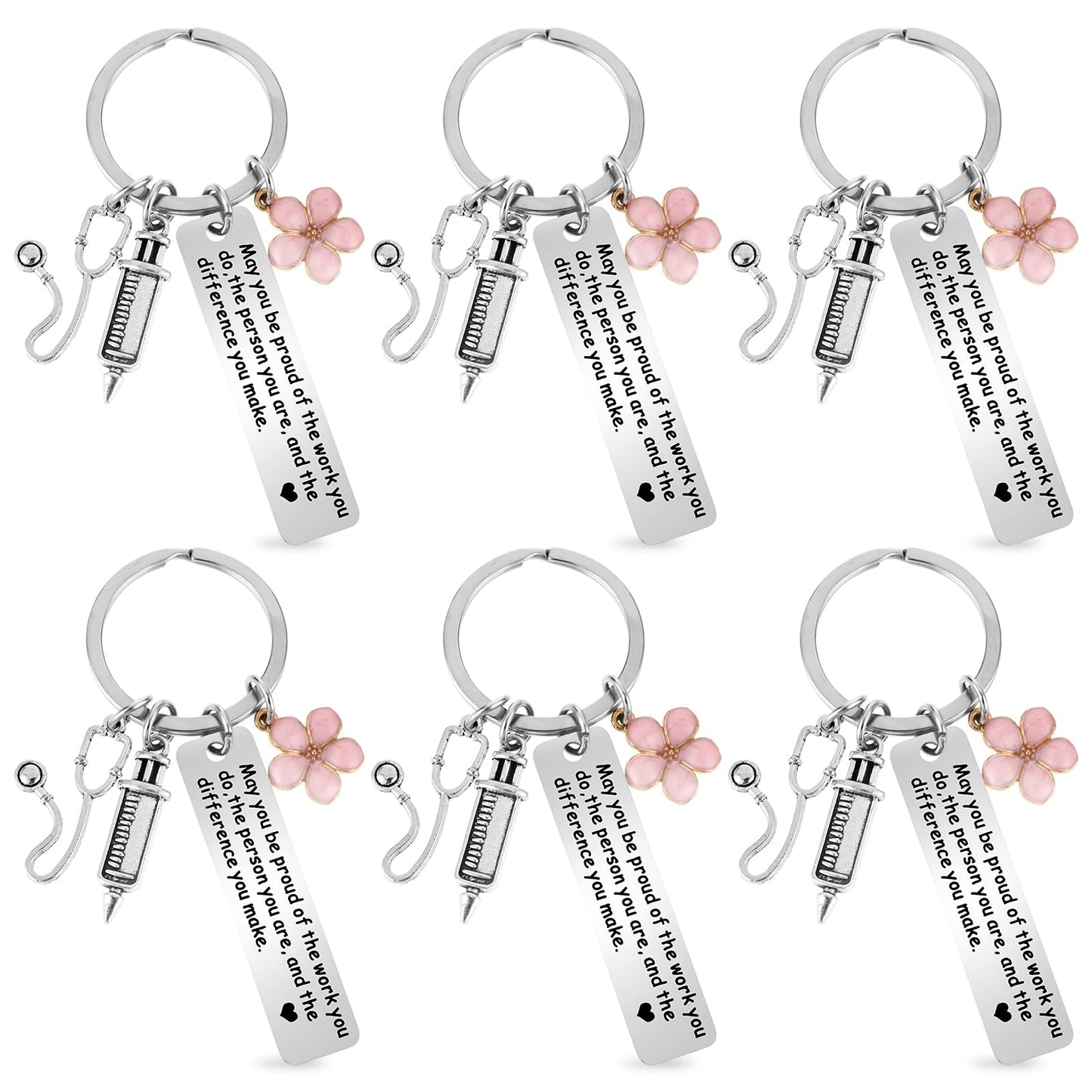 TIESOME 6 PCS Keyring Nurse Gifts Nurse Keyring for Medical Nurse Keychain, Student Nurse Gifts Keychain Nurse Graduation Gifts for Nursing School Thanksgiving Day Gifts Appreciation Gifts for Nurses
