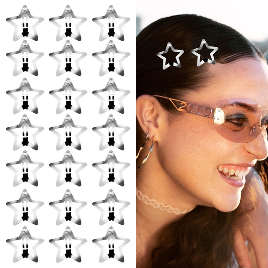Amaxiu 50Pcs Star Hair Clips,1.22" Silver Metal Snap Hair Barrettes Non Slip Hairclips Headpieces Cute Small Hair Accessories for Women Girls Birthday Party Daily