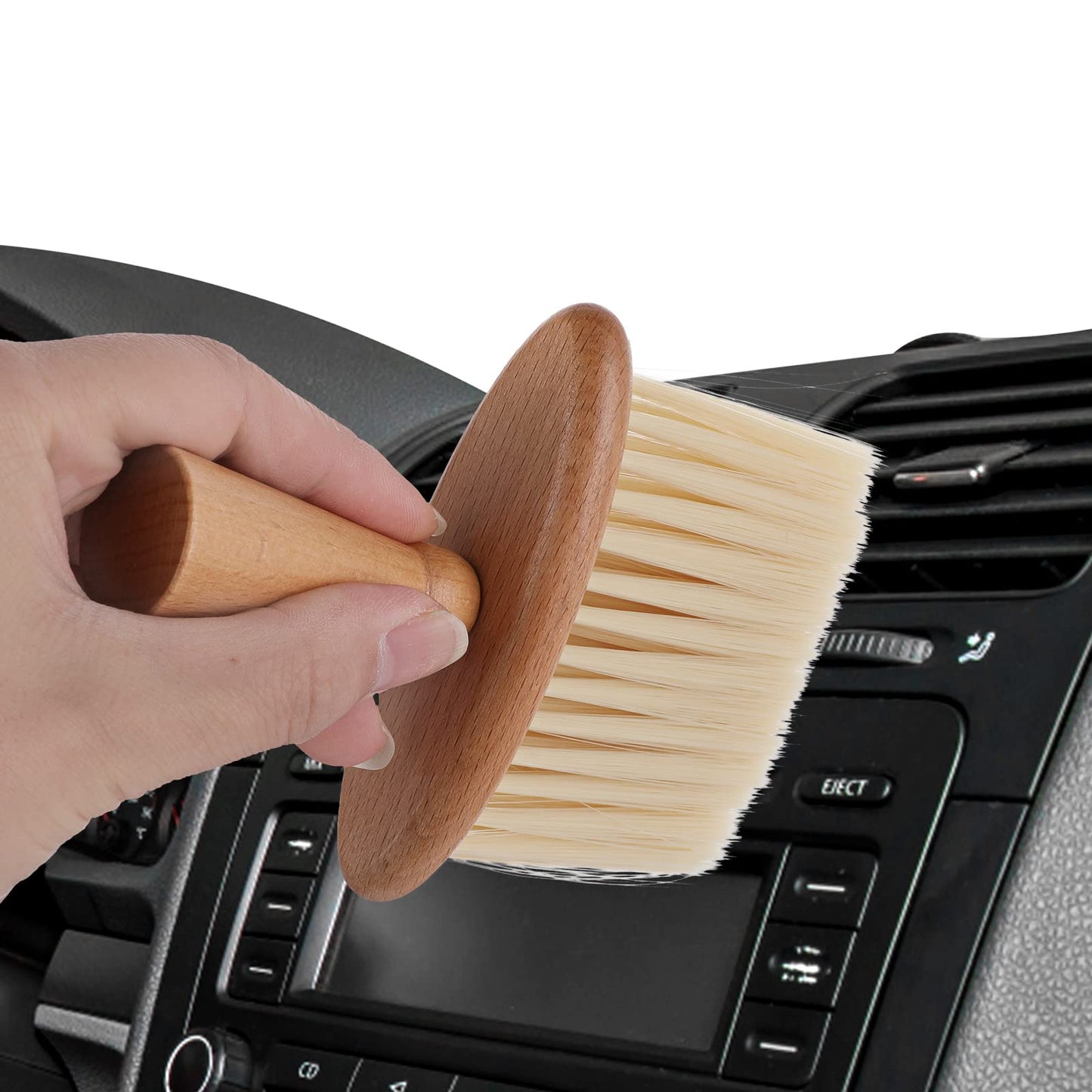 cobee High Density Car Interior Detail Brush, Wooden Handle Soft Bristles Detailing Dust Removal Brush, Ultra Soft Hair Wooden Brush Dusting Tool for Deep Cleaning Dashboard, Air Conditioner Vents